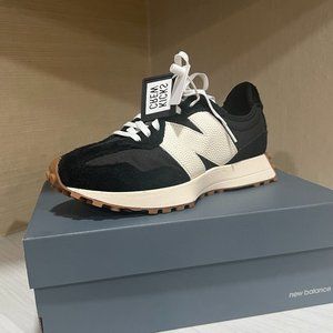 Black and Cream New Balance 327 Sneakers